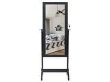 Non Full Mirror Wooden Floor Standing 4-Layer Shelf Jewelry Storage Adjustable Mirror Cabinet *Black 31653593