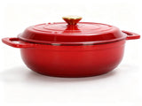 6-Quart Cast Iron Enamel Pot Includes Two Cloth Mitts and a Cloth Trivet 03268984