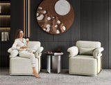 360 Degree Square Swivel Accent Sofa Chair,Fluffy Fabric Lounge Wide Upholstered Reading Chair with W2012P319072