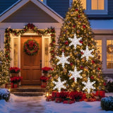 6PCS Set Iron Snowflake Christmas Ornaments Decor 6.3x1.8x6.7" Christmas Tree Hanging Set for Party 82764710