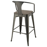 Dark Elm and Matte Black Bar Height Stool B062P153516