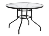 Outdoor Dining Table Round Toughened Glass Table Yard Garden Glass Table 93152635
