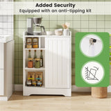 Slim White Bathroom Storage Cabinet - 2 Sliding Doors 2 Adjustable Shelves Toilet 38495905