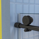 Glass shower door, sliding door, soft close system, with 5/16" tempered glass and Matted black W2122P225222
