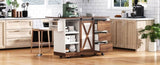K&K 55.5" Farmhouse Kitchen Island with Drop Leaf, Kitchen Storage Island with Barn Door, Power N707P288229W