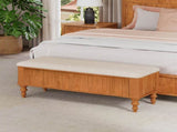 50.8-inch Multi-Functional Ottoman Bench-Solid Rubberwood Bed End Bench with Linen Seat, W1716P409897