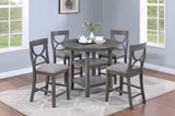 ZNTS Counter Height Dining Table w Storage Shelve 4x Chairs Padded Seat Unique Design Back 5pc Dining Set B011P145834