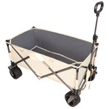 ZNTS Folding Wagon, Heavy Duty Utility Beach Wagon Cart for Sand with Big Wheels, Adjustable Handle&Drink W321P164906