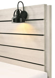 1pc Rustic Style Butcher Block Finish Weathered Cream White Finish King Size Bed w/ Lamp Wooden B011P231373