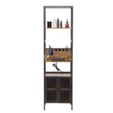 Salon Storage Cabinet with Open Shelves and Hair Dryer Holders, Vintage Brown W2181P149722