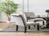 Classic Antique Black / Light Gray Set of 2 Sides Button Tufted Linen Like Fabric Solid wood B011104802