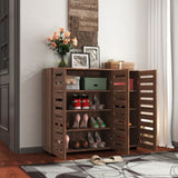 Shoe Cabinet, 5-Tier Shoe Storage Cabinet with Adjustable Shelves, Wooden Shoe Rack Organizer with W331P242462