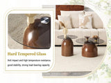 Nesting Coffee Table Set of 2, Glass Desktop for Living Room, Space Circle Center Table for W2920P535067