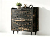 2-Drawer Top-Mounted Barn Door Shoe Cabinet Melamine Board Embossed MDF Shoe Cabinet 61546601