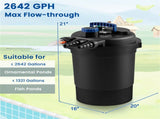Pond Pressure Filter, 4 Removable Filter Sponges & Cleaning Indicator, 4000 GPH Max Flow Rate 25026898