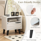 White bedside table with drawers and open shelves 43820483