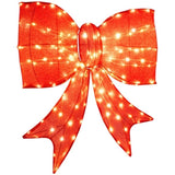 37" Christmas Bow Decoration 150 Warm LEDs, Red Fabric, Weatherproof, 2 Hanging Rings, Easy 91380992