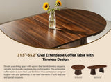 Wooden Round Wooden Coffee Table, Flexible and Extendable, Multi-functional and Space-saving, W3590P491826