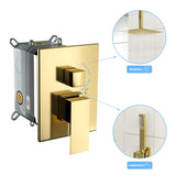 Dual Shower Head - 16 Inch Ceiling Mount Square Shower System with Rough-in Valve, Gold W124381758