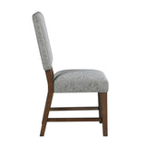 Walnut Finish Wood Side Chairs Set of 2, Gray Textured Fabric Upholstered Seat and Back Modern B011P196956
