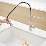 Kitchen Faucet with Pull Down Sprayer Brushed Nickel Stainless Steel Single Handle Pull Out Spring W1932P224854