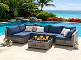 7-Piece Outdoor Patio Furniture Set, All-Weather Wicker Rattan Sectional Sofa With Thick Cushions & 02176082