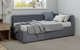 Modern Style Twin Size L Shape Corner Bed, Linen Upholstered Daybed with Two Storage Drawers,Gray N701P263819G