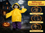 Halloween Animatronic Haunted Boy Prop Glowing Eyes & Moving Arms, Sound Activated Zombie Boy 27227645