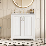 30 Inch Bathroom Vanity with Ceramic Sink, Freestanding Bathroom Vanity Set with Hidden Drawer, N710P192538K