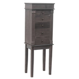 ZNTS Standing Jewelry Armoire with Mirror, 5 Drawers & 8 Necklace Hooks, Jewelry Cabinet Chest with Top 64066253