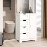 White freestanding floor storage cabinet with adjustable shelves, 4 drawers and 1 door W28222278