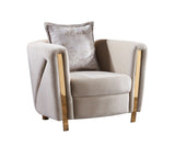 Thick Velvet Fabric Upholstered Chair Made With Wood in Beige B009P153972