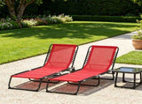 Wine Red Set of 2 Folding Chaise Lounge Chairs Sun Tanning Chairs for Beach Camping Outdoor 10563872