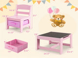 2-in-1 Kids Activity Table and Chairs Set, Double-Sided Whiteboard & Blackboard, with Hidden 49993944
