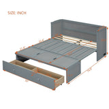 Full Size Murphy Bed with USB Port and a Large Drawer, Gray N708P205903E