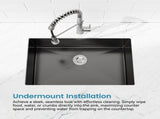 Stainless Steel Kitchen Sink, 27x19 Single Bowl, Undermount Handmade Sink in Black, with US 90694307