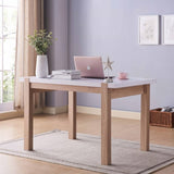 Dining Table Solid Wood Four Leg Posts Two Tone Color Thick Sturdy Hollow Core Construction Table B107P353131