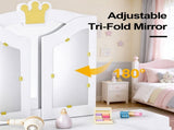 Kids Vanity with Storage, Kids Vanity Table and Chair Set with Tri-Fold Mirror, Extra-Wide Kids 81344517