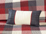 6 Piece Printed Herringbone Quilt Set with Throw Pillows Red Full/Queen B03597496
