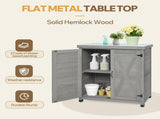 Potting Bench with Storage Cabinet and Metal Table Top for Outdoor Patio,Outdoor Work Station Table 23479910