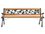 49" Garden Bench Patio Porch Chair Deck Hardwood Cast Iron Love Seat Rose Style Back 80193366