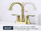 Bathroom Faucet Brushed Gold with Pop-up Drain & Supply Hoses 2-Handle 360 Degree High Arc Swivel 65191981