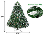 Christmas Tree 6FT 920 Branches Flocking Spray White Tree Plus Pine Cone 60548961