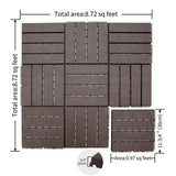 Patio Interlocking Deck Tiles, 12"x12" Square Composite Decking Tiles, Four Slat Plastic Outdoor W1859P181806