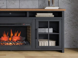74 inch Fireplace TV Stand Console for TVs up to 85 inches, Minimal Assembly, Black and Whiskey B108P160222