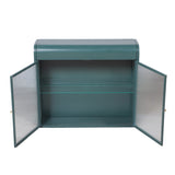 Army Green 2-Door Wall-Mounted Metal Storage Cabinet with Tempered Glass Doors & Shelves for W3122P272930