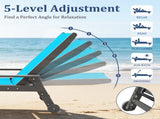 Outdoor Pool Lounge Chairs Set of 2, HDPE Patio Lounge Chair with Wheels, Chaise Lounge Chair for W1859P615619