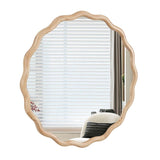 Solid Wood Wavy Mirror--Natural-Wood Vanity Mirror Wall Decor 36" x 36" Modern Mirror Wall Decor for W1445P189556