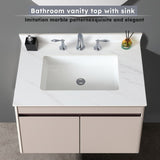 31 Inch Marble Vanity Top, White Vanity Top with Pre-drilled Faucet Holes, Bathroom Vanity Top with 82818941