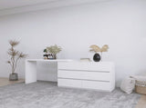 Extended Desktop 6 Drawers Chest of Drawer without Handle White Color Vanity W2139134917